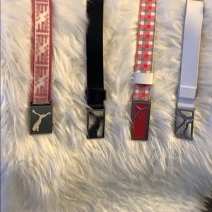 Puma Belts in White, Pink and Pink plaid